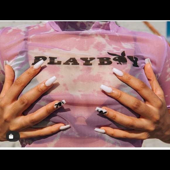 Playboy Pink Tie Dye Mesh Crop Top - Picture 5 of 7